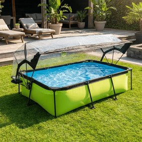 Piscina retangular Lime 220x150x65 cm com bomba de filtragem e cobertura - Verde