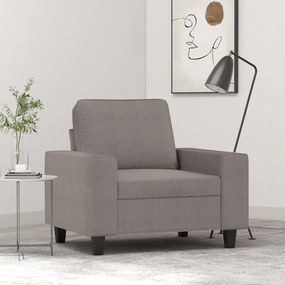 Poltrona tecido 60 cm cinzento-acastanhado