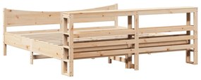 Estrutura de cama com cabeceira 200x200 cm pinho maciço