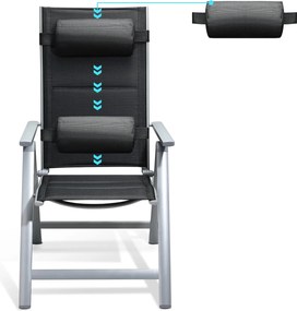 Conjunto de 2 Cadeiras de jardim Bern Premium encosto ajustável e estrutura prateada