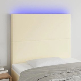 vidaXL Cabeceira de cama c/ LED 80x5x118/128cm couro artificial crème