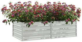 Canteiro elevado de jardim 160x80x45cm aço galvanizado prateado