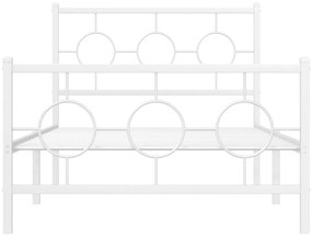 Estrutura de cama com cabeceira e pés 100x190 cm metal branco