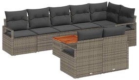 Conjunto de Sofá de Jardim 9 pcs Cinzeto Grande