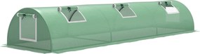 Outsunny Estufa Pequena para Cultivo de Plantas com 5 Janelas Estrutura em Aço e Cobertura de PE Anti-UV 300x80x45 cm Verde | Aosom Portugal