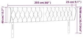 Cabeceira de cama c/ abas tecido 203x23x78/88 cm azul