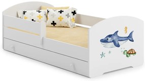 Cama infantil branca tubarão com gaveta LUK 160x80 - colchão e estrado incluído