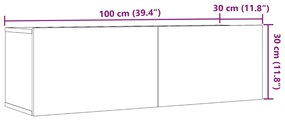 Móveis de parede para TV 2 pcs 100x30x30 cm madeira velha