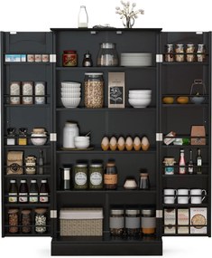 Armario cozinha despensa com 2 portas e 16 estantes para sala jantar, cozinha 60 x 40 x 120 cm Preto