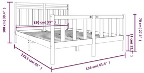 Estrutura cama king 150x200 cm madeira maciça castanho-mel