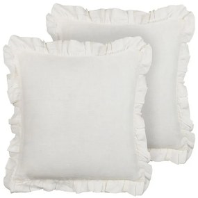 Conjunto de 2 almofadas decorativas branco creme 45 x 45 cm PIERIS Beliani