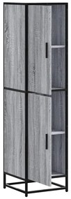 Armário alto 35,5x35x139 cm madeira e metal cinza sonoma