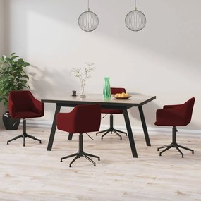 vidaXL Cadeiras de jantar giratórias 4 pcs veludo vermelho tinto