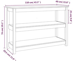 Mesa consola 110x40x74 cm pinho maciço branco