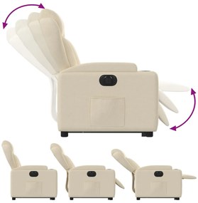Poltrona reclinável elevatória elétrica tecido cor creme