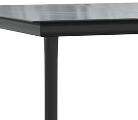 Conjunto de jantar jardim 7 peças almofadas vidro vime PE preto