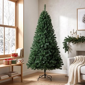 Árvore de Natal Artificial 200 cm com 1000 Ramos, Base Dobrável, Design por Secções e Montagem Fácil, Verde