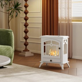 Lareira de Bioetanol com Depósito de 1,2 L e Extinguidor de Aço Inoxidável Tempo de Combustão 3H 45x28x54 cm Branco