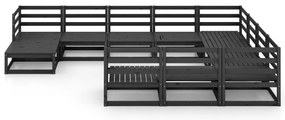 11 pcs conjunto lounge de jardim pinho maciço