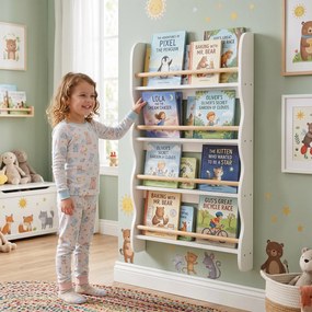 Estante para Livros Infantis, 60 x 10 x 98 cm, 4 Níveis de Arrumação, Branco