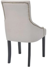 Cadeiras de jantar 2 pcs tecido cinzento creme