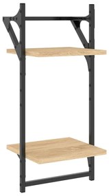 Estante 2 prateleiras c/ barras 2pcs 30x25x65cm carvalho sonoma