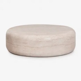 Mesa De Centro Redonda Ø100 Cm Em Cimento Fonelas Look Travertino - Sklum