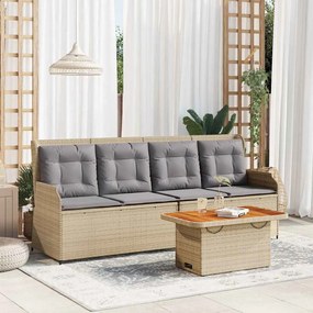 vidaXL 3 pcs conjunto lounge de jardim com almofadões vime PE bege