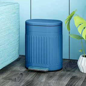 Caixote do lixo de cozinha com pedal, 20 L, tampa com fecho suave, balde interior removível, 36,5 x 31,2 x 45 cm, azul