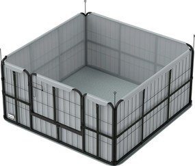 Caixa de parto para cães com porta e tapete higiénico lavável, 122 x 122 x 60 cm, preta