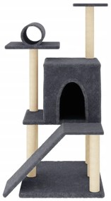 Árvore gatos c/ postes arranhadores sisal 110,5 cm cinza-escuro