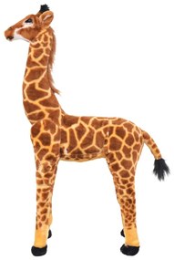 Brinquedo de montar girafa peluche castanho e amarelo XXL