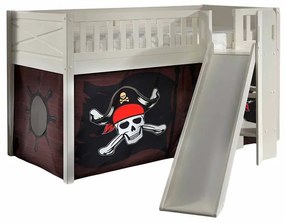 Conjunto cama Infantil SCOTT + escorrega + cortina de brincar Piratas das caraíbas Branca