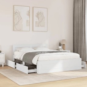Estrutura de cama c/ cabeceira sem colchão 140x200 cm branco