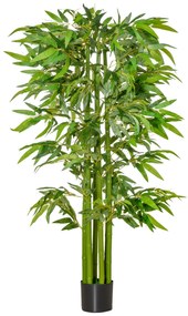 HOMCOM Planta Artificial 160 cm Bambu Artificial com 975 Folhas e Vaso
