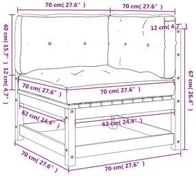 Sofás de canto p/ jardim com almofadões 2 pcs pinho maciço