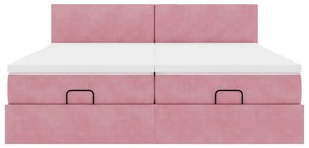 Estrutura de cama otomana com colchões 180x200 cm veludo rosa
