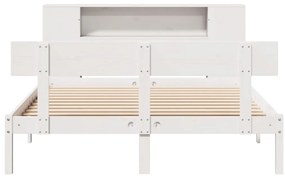 Cama com estante sem colchão 120x190 cm pinho maciço branco