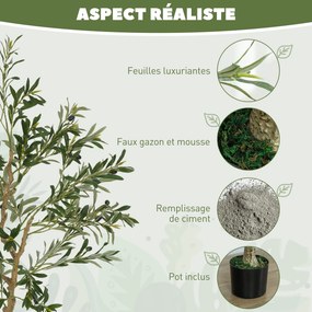 Oliveira artificial de 150 cm, planta artificial para interior, planta decorativa para a casa, escritório, sala de estar e quarto verde