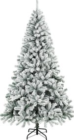 HOMCOM Árvore de Natal Nevada 180 cm com 650 Pontas em PVC Ignífugo, Ramos Articulados, Montagem Rápida, Verde e Branco | Aosom Portugal