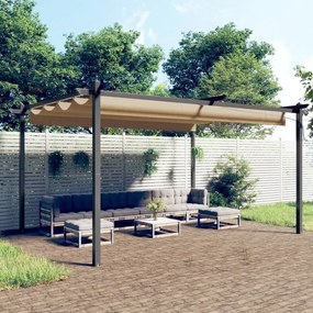 Gazebo de jardim com telhado retrátil 4x3 m cinza-acastanhado