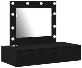 Mesa de Maquiagem Montada na Parede  com Luzes LED em Carvalho Preto