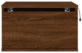 Mesa de cabeceira de parede com luzes LED carvalho castanho