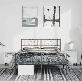 Estrutura de cama com cabeceira e pés 135x190 cm metal preto