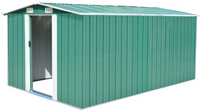Abrigo de jardim 257x392x181 cm metal verde