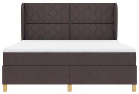 Cama Box Spring vidaXL com Colchão Marrom Escuro 180x200 cm Tecido