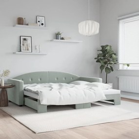 vidaXL Sofá-cama com gavetão 90x200 cm veludo cinzento-claro