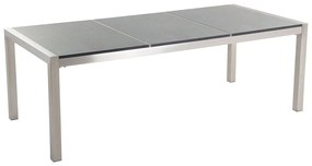 Mesa de refeições em inox e painéis de granito cinzento polido 220 x 100 cm GROSSETO Beliani