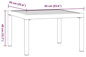 Mesa de centro para jardim 65x65x40 cm alumínio preto