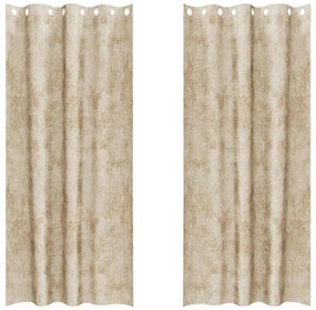 Cortinas de Veludo 2 peças com Ilhós Creme 140x225 cm